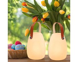 Dimbare Led-tafellamp met Accu en Afstandsbediening - 8 Kleuren, Waterdicht, Ideaal voor Binnen en Buiten - 2 Stuks Pasen Decoratie