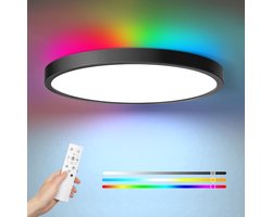 Dimbare platte LED plafondlamp 24W + 4W RGB kleurverandering - Afstandsbediening - 2160LM - Warmwit/Neutraal wit/Koudwit - Kerstdeco - Slaapkamer - Kinderkamer
