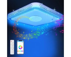 Dimbare RGB LED Plafondlamp met Bluetooth Speaker en Afstandsbediening - Ideaal voor Slaapkamer, Woonkamer en Kinderkamer