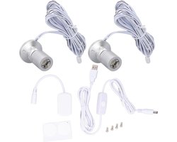 Dimbare USB Mini Spot Light voor Tafel en Plank - LED Spotlight met Kabel en Warm Licht 3000K