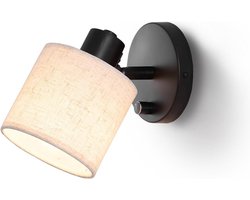 Dimbare Vintage Stoffen Wandlamp E27 - Retro Lamp voor Binnen - Linnen Lampenkap - Woonkamer Slaapkamer