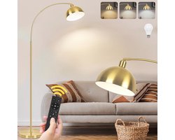 Dimbare Vloerlamp met Afstandsbediening en Kleurtemperatuur - Moderne Booglamp voor Slaapkamer en Woonkamer