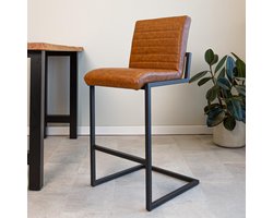 Dimehouse Barkruk Industrieel Cognac Kuba - Kunstleer