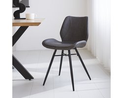 Dimehouse Beau Eetkamerstoel Antraciet - Industrieel - Zonder Armleuning