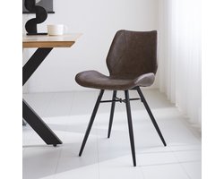 Dimehouse Beau Eetkamerstoel Taupe - Industrieel - Zonder Armleuning