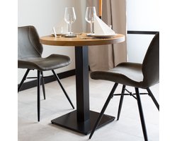 Dimehouse Bistrotafel Mangohout Rond 90 x 90 x 73 cm - Hout - Industrieel - Rond