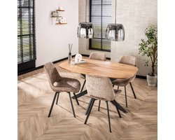 Dimehouse Deens ovale eettafel licht massief acaciahout Tavon 150x90 cm - Hout - Scandinavisch & Basic - Deens ovaal