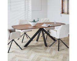 Dimehouse Deens Ovale Eettafel Paris Acaciahout Walnootfinish 220 x 100 x 76 cm - Hout - Industrieel - Ovaal