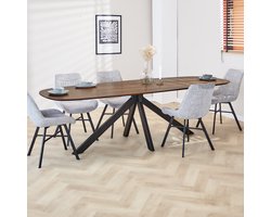 Dimehouse Deens Ovale Eettafel Paris Acaciahout Walnootfinish 260 x 100 x 76 cm - Hout - Industrieel - Ovaal