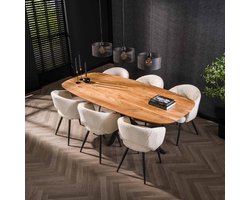 Dimehouse Deens Ovale Eettafel Tavon Acaciahout 215x105 cm - Hout - Scandinavisch & Basic - Deens ovaal