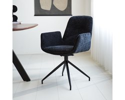 Dimehouse Draaibare eetkamerstoel Nela chenille zwart - Chenille - Design