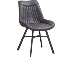 Dimehouse Eetkamerstoel Antraciet Eco-leer Jada - Zonder Armleuningen - Leer - Industrieel