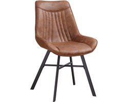 Dimehouse Eetkamerstoel Cognac Eco-leer Jada - Zonder Armleuningen - Ecoleer - Industrieel