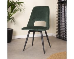 Dimehouse Eetkamerstoel Draaibaar Mila Velvet Donker Groen - Zonder Armleuningen - Velvet - Industrieel