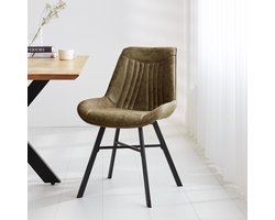 Dimehouse Eetkamerstoel Groen Eco-leer Jada - Zonder Armleuningen - Ecoleer - Industrieel