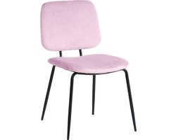 Dimehouse Eetkamerstoel Jerry Velvet Roze - Zonder Armleuningen - Stof - Industrieel