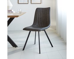 Dimehouse Eetkamerstoel Jimmy PU-kunstleer antraciet - Kunstleer - Industrieel