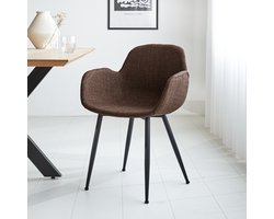 Dimehouse Eetkamerstoel met Kuipvormige Zitting Mick Bruin - Stof - Industrieel