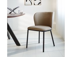 Dimehouse Eetkamerstoel Taupe Bouclé Stof Tess - Zonder Armleuningen - Stof - Scandinavisch & Basic