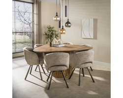 Dimehouse Eettafel driehoekig zandkleur mangohout Sue 150 cm - Hout - Japandi - Driehoek