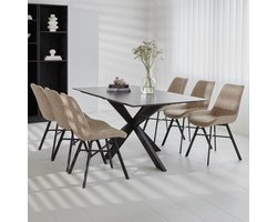 Dimehouse Eettafel Edin Sintered Stone Marmerlook Zwart 210 x 100 x 76 cm - Marmer - Modern - Rechthoek