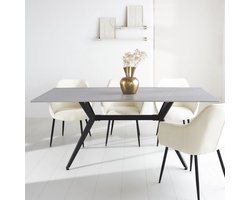 Dimehouse Eettafel Grace Sintered Stone Marmerlook Grijs 170 x 90 x 76 cm - Marmer - Scandinavisch & Basic - Rechthoek