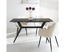 Dimehouse Eettafel Grace Sintered Stone Marmerlook Zwart 190 x 90 x 76 cm - Marmer - Scandinavisch & Basic - Rechthoek