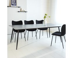 Dimehouse Eettafel Jules Sintered Stone Marmerlook Grijs 230 x 100 x 76 cm - Marmer - Industrieel - Rechthoek