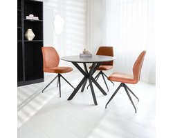 Dimehouse Eettafel Rond Sintered Stone Marmerlook Grijs Yuna 120 x 120 x 76 cm - Marmer - Modern - Rond