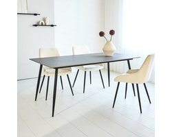 Dimehouse Eettafel Sintered Stone Marmerlook Grijs - Jules 150 x 80 x 76 cm - Marmer - Modern - Rechthoek