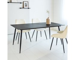 Dimehouse Eettafel Sintered Stone Marmerlook Zwart - Jules 150 x 80 x 76 cm - Marmer - Modern - Rechthoek