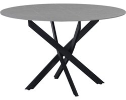 Dimehouse Eettafel Vivian marmerlook grijs 120 x 120 x 76 cm - Marmer - Industrieel - Rond