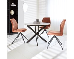 Dimehouse Eettafel Vivian marmerlook wit 100 x 100 x 76 cm - Marmer - Modern - Rond