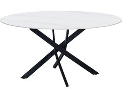 Dimehouse Eettafel Vivian marmerlook wit 150 x 150 x 76 cm - Marmer - Modern - Rond