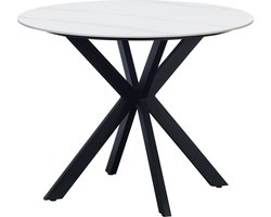 Dimehouse Eettafel Yuna marmerlook wit 100 x 100 x 76 cm - Marmer - Modern - Rond