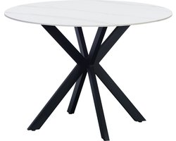 Dimehouse Eettafel Yuna marmerlook wit 110 x 110 x 76 cm - Marmer - Modern - Rond