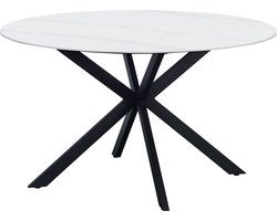 Dimehouse Eettafel Yuna marmerlook wit 130 x 130 x 76 cm - Marmer - Modern - Rond