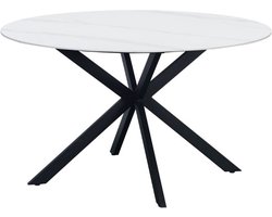 Dimehouse Eettafel Yuna marmerlook wit 150 x 150 x 76 cm - Marmer - Modern - Rond