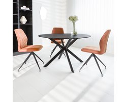 Dimehouse Eettafel Yuna marmerlook zwart 120 x 120 x 76 cm - Marmer - Modern - Rond