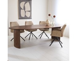 Dimehouse Eettafel Yves Walnut Finish 260 x 110 x 76 cm - Hout - Industrieel - Ovaal