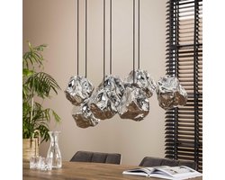 Dimehouse Glazen Hanglamp Rocks 7 7-lichts - Chroom glas - Industrieel