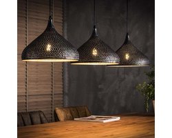Dimehouse Hanglamp Industrieel Aya Trechter 3-lichts Zwart Bruin 3-lichts - Zwart bruin - Industrieel