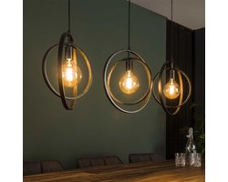 Dimehouse Hanglamp Industrieel - zwart -rond metaal - Otan 3-lichts 3-lichts - Metaal - Industrieel