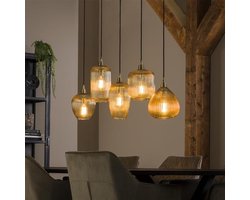 Dimehouse Hanglamp Rond Glas Amber 5-lichts Ella 5-lichts - Amber glas - Industrieel
