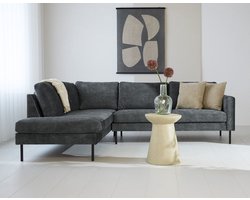 Dimehouse Hoekbank antraciet velvet hoge poten Gaya - links - Stof - Industrieel - 247 x 195 x 84 cm