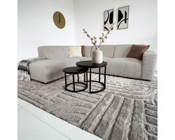 Dimehouse Hoekbank beige super zachte ribstof Gavi - links - Stof - Scandinavisch & Basic - 270 x 77 x 210 cm