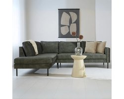 Dimehouse Hoekbank groen velvet hoge poten Gaya - links - Stof - Industrieel - 247 x 195 x 84 cm