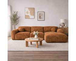 Dimehouse Hoekbank koper chenille stof - 292x169 cm - Shane - rechts - Chenille - Japandi - 292x75x169 cm