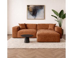 Dimehouse Hoekbank koper chenille Wayne 264 cm - hoek links en rechts monteerbaar - Chenille - Scandinavisch & Basic - 260x80x160