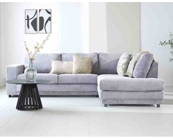 Dimehouse Hoekbank lichtgrijs ribstof plofbank Gabi - rechts - Stof - Industrieel - 261 x 204 x 86 cm